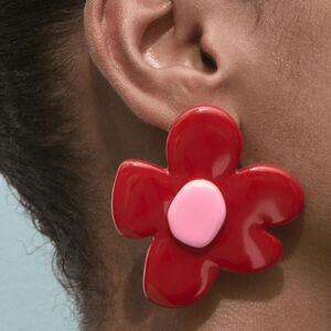 Red and Pink Floral Earrings A1215